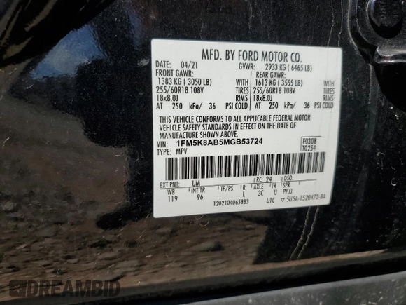 2021 Ford Police Interceptor Utility z VIN 1FM5K8AB5MGB53724, wystawiony jako Copart lot #71199844 z przebiegiem Nie podano mil oraz Szkoda całkowita • Salvage title. Historia ofert i sprzedaży dostępna na DreamBid. Obrazek 13.