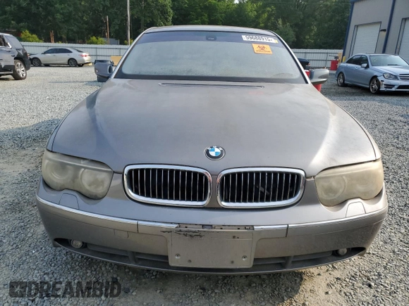 2002 BMW 7 Series 745Li with VIN WBAGN63492DR04469, listed as a Copart auction lot 59688915 with Not provided miles and Clean title. Bid and sale history available at DreamBid. Image 5.