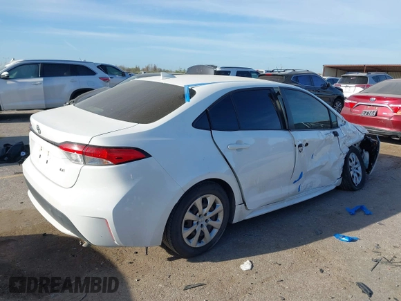 2020 Toyota Corolla LE with VIN JTDEPRAE1LJ036682, listed as a IAAI auction lot 41819062 with 80,678 mi miles. Bid and sale history available at carsss.com. Image 4.