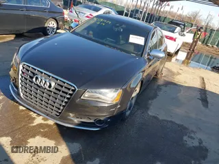 2014 Audi S8 with VIN WAUD2AFD8EN003571, listed as a IAAI auction lot 41590474 with 102,342 mi miles. Bid and sale history available at carsss.com. Image 2.