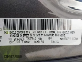 2015 Dodge Grand Caravan SXT with VIN 2C4RDGCG1FR556846, listed as a IAAI auction lot 42179172 with 120,170 mi miles and . Bid and sale history available at DreamBid. Image 9.