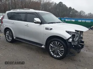 2019 Infiniti QX80 LUXE with VIN JN8AZ2NF8K9687508, listed as a IAAI auction lot 41547579 with 97,887 mi miles. Bid and sale history available at carsss.com. Image 1.
