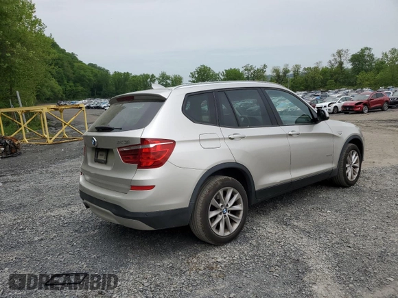 2015 BMW X3 xDrive28i with VIN 5UXWX9C5XF0D60582, listed as a Copart auction lot 56745305 with 77,376 mi miles and Salvage Title. Bid and sale history available at DreamBid. Image 3.