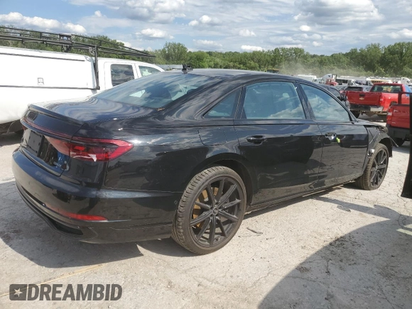 2022 Audi A8 with VIN WAULDAF89NN006262, listed as a Copart auction lot 57478025 with 13,020 mi miles and Salvage title. Bid and sale history available at DreamBid. Image 3.