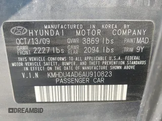 2010 Hyundai Elantra GLS z VIN KMHDU4AD6AU910823, wystawiony jako IAAI lot #42457927 z przebiegiem 168 803 mil mil oraz . Historia ofert i sprzedaży dostępna na DreamBid. Obrazek 9.