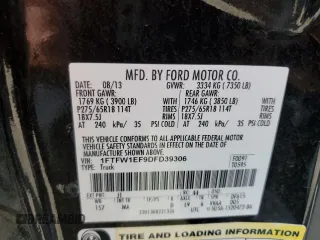 2013 Ford F-150 XL with VIN 1FTFW1EF9DFD39306, listed as a Copart auction lot 54364385 with 300,615 mi miles and Salvage Title. Bid and sale history available at carsss.com. Image 12.