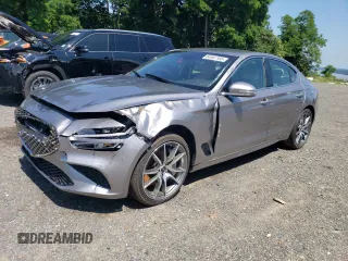 2025 Genesis G70 2.5T with VIN KMTG34SC3SU144398, listed as a Copart auction lot 64987105 with 3,631 mi miles and Salvage title. Bid and sale history available at DreamBid. Image 1.