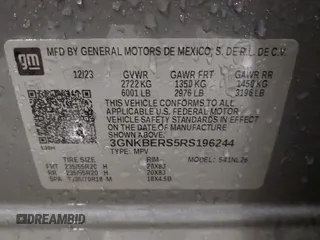 2024 Chevrolet Blazer RS с VIN 3GNKBERS5RS196244, выставлен на аукционе IAAI как лот 41549647 с пробегом 12 399 миль миль и . История ставок и продаж доступна на DreamBid. Изображение 9.