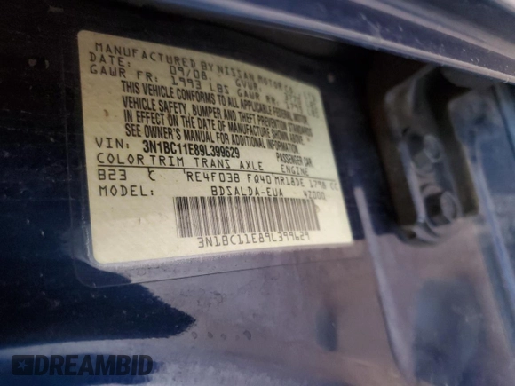 2009 Nissan Versa S z VIN 3N1BC11E89L399629, wystawiony jako Copart lot #57353335 z przebiegiem 169 245 mil mil oraz Szkoda całkowita • Salvage title. Historia ofert i sprzedaży dostępna na DreamBid. Obrazek 13.