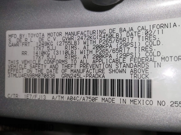 2011 Toyota Tacoma with VIN 3TMLU4EN9BM070836, listed as a IAAI auction lot 41668595 with 89,879 mi miles and . Bid and sale history available at DreamBid. Image 9.