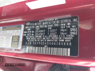 2016 Kia Sorento LX with VIN 5XYPGDA5XGG180698, listed as a IAAI auction lot 41417694 with 84,229 mi miles. Bid and sale history available at carsss.com. Image 9.