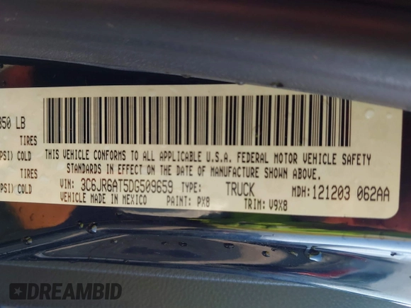 2013 Ram 1500 Express z VIN 3C6JR6AT5DG509659, wystawiony jako IAAI lot #42682018 z przebiegiem 138 816 mil mil oraz . Historia ofert i sprzedaży dostępna na DreamBid. Obrazek 9.