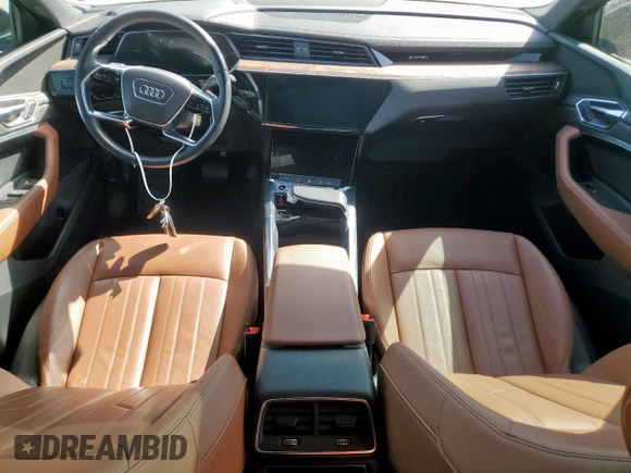 2022 Audi e-tron Premium with VIN WA1AAAGE7NB027856, listed as a Copart auction lot 49494955 with 53,947 mi miles and Salvage Title. Bid and sale history available at DreamBid. Image 8.