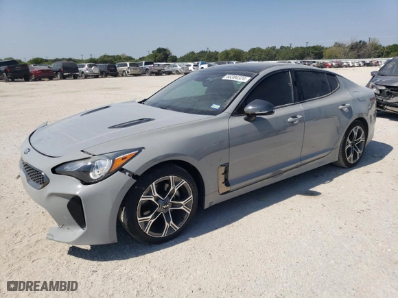 2021 Kia Stinger GT-Line with VIN KNAE15LA6M6093952, listed as a Copart auction lot 66384324 with 46,779 mi miles and Salvage Title. Bid and sale history available at carsss.com. Image 1.