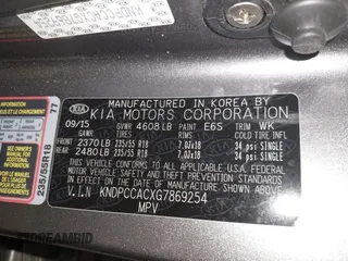 2016 Kia Sportage EX with VIN KNDPCCACXG7869254, listed as a IAAI auction lot 41830706 with 107,448 mi miles and . Bid and sale history available at carsss.com. Image 9.
