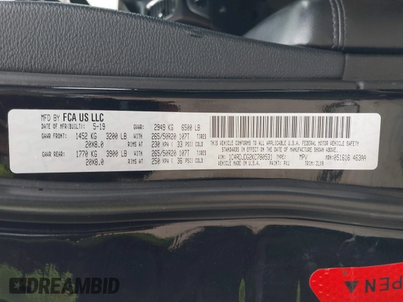 2019 Dodge Durango GT Plus with VIN 1C4RDJDG2KC780531, listed as a IAAI auction lot 41951802 with 111,096 mi miles and . Bid and sale history available at DreamBid. Image 9.