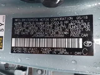 2018 Toyota Prius Two with VIN JTDKBRFU4J3065886, listed as a IAAI auction lot 42011368 with Not Provided miles and . Bid and sale history available at carsss.com. Image 9.