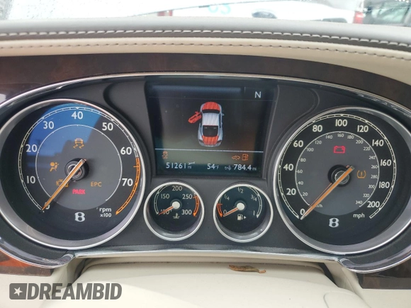 2012 Bentley Continental GT with VIN SCBFR7ZA5CC074511, listed as a Copart auction lot 45402025 with 51,261 mi miles and Salvage Title. Bid and sale history available at DreamBid. Image 9.