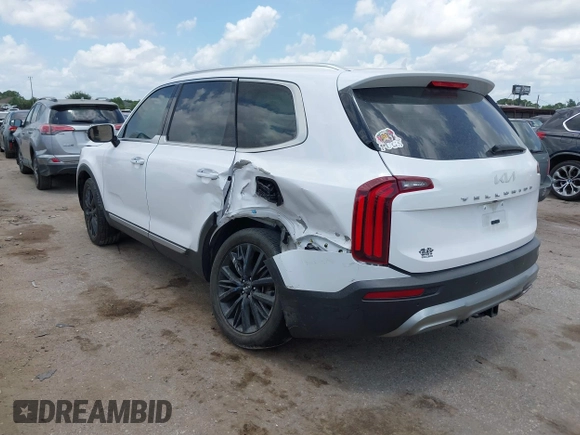 2022 Kia Telluride SX with VIN 5XYP54HC7NG219318, listed as a IAAI auction lot 42449492 with 25,574 mi miles and . Bid and sale history available at DreamBid. Image 3.