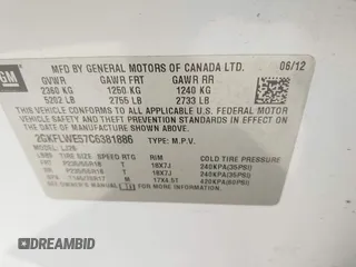 2012 GMC Terrain SLT-2 with VIN 2GKFLWE57C6381886, listed as a IAAI auction lot 41739118 with 211,147 mi miles. Bid and sale history available at carsss.com. Image 9.