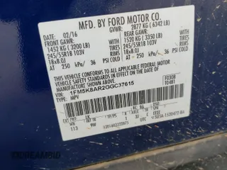 2016 Ford Police Interceptor Utility z VIN 1FM5K8AR2GGC37615, wystawiony jako Copart lot #57084935 z przebiegiem 170 078 mil mil oraz Szkoda całkowita • Salvage title. Historia ofert i sprzedaży dostępna na DreamBid. Obrazek 12.