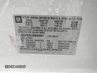 2014 Chevrolet Silverado 1500 LTZ with VIN 3GCUKSEJ3EG434991, listed as a IAAI auction lot 41385058 with 106,183 mi miles and . Bid and sale history available at DreamBid. Image 9.