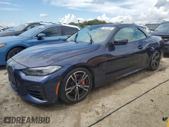 2023 BMW 4 Series M440i with VIN WBA53AT06PCL25904, listed as a Copart auction lot 74213494 with Not Provided miles and Non Repairable. Bid and sale history available at DreamBid. Image 1.