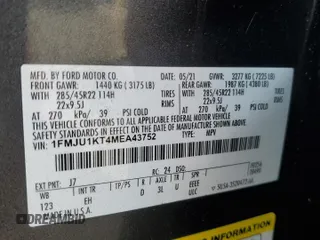 2021 Ford Expedition Limited with VIN 1FMJU1KT4MEA43752, listed as a Copart auction lot 42926305 with 61,443 mi miles and Salvage title. Bid and sale history available at DreamBid. Image 14.