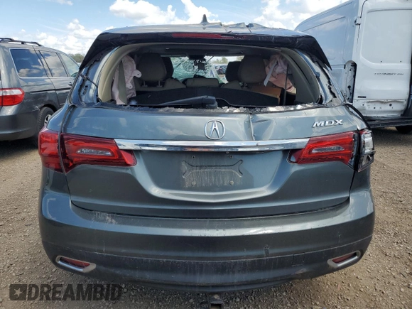 2014 Acura MDX Technology with VIN 5FRYD3H4XEB010168, listed as a Copart auction lot 63021185 with Not provided miles and Salvage title. Bid and sale history available at DreamBid. Image 6.