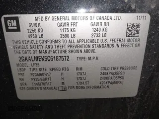 2012 GMC Terrain SLE-1 with VIN 2GKALMEK5C6187572, listed as a IAAI auction lot 42198342 with 124,674 mi miles and . Bid and sale history available at DreamBid. Image 9.