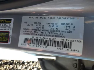 2011 Mazda 3 Mazdaspeed3 Sport with VIN JM1BL1K42B1488502, listed as a IAAI auction lot 41371127 with 128,037 mi miles and . Bid and sale history available at DreamBid. Image 9.