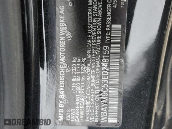 2014 BMW 6 Series 650i with VIN WBAYM9C53ED248159, listed as a Copart auction lot 79023474 with 147,889 mi miles and Clean Title. Bid and sale history available at carsss.com. Image 12.