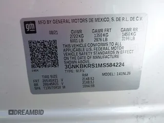 2021 Chevrolet Blazer RS z VIN 3GNKBKRS1MS584224, wystawiony jako IAAI lot #42022148 z przebiegiem 41 295 mil mil oraz . Historia ofert i sprzedaży dostępna na DreamBid. Obrazek 9.