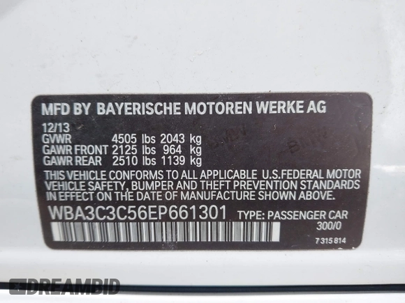 2014 BMW 3 Series 320i xDrive с VIN WBA3C3C56EP661301, выставлен на аукционе IAAI как лот 41673054 с пробегом 78 741 миль миль и . История ставок и продаж доступна на DreamBid. Изображение 9.