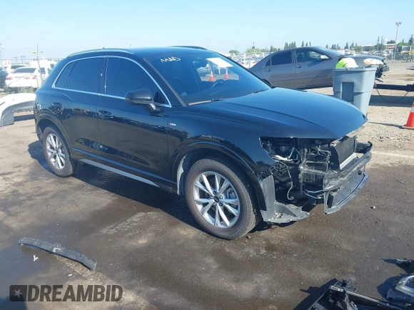 2022 Audi Q3 S line Premium with VIN WA1DECF32N1022633, listed as a IAAI auction lot 42141243 with 41,599 mi miles and . Bid and sale history available at DreamBid. Image 1.