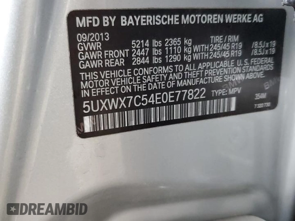 2014 BMW X3 xDrive35i z VIN 5UXWX7C54E0E77822, wystawiony jako Copart lot #58406865 z przebiegiem 107 753 mil mil oraz Szkoda całkowita • Salvage title. Historia ofert i sprzedaży dostępna na DreamBid. Obrazek 13.