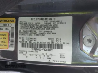 2015 Ford Fusion S Hybrid with VIN 3FA6P0UU9FR283189, listed as a IAAI auction lot 41632307 with 152,653 mi miles. Bid and sale history available at carsss.com. Image 9.