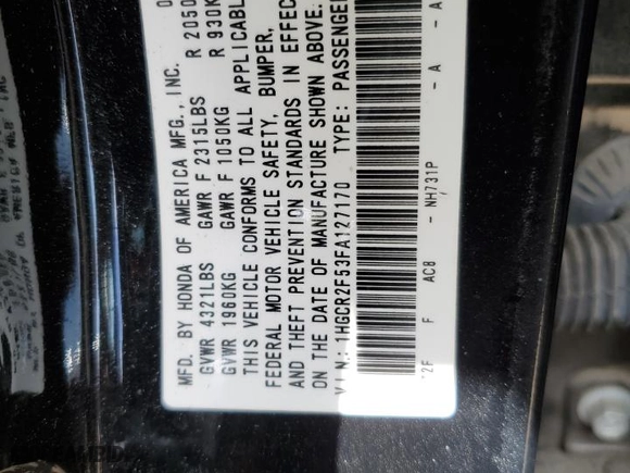 2015 Honda Accord Sedan Sport with VIN 1HGCR2F53FA127170, listed as a Copart auction lot 49384295 with 198,750 mi miles and Salvage Title. Bid and sale history available at carsss.com. Image 15.