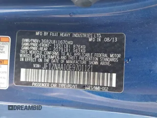 2014 Scion FR-S z VIN JF1ZNAA10E9701121, wystawiony jako IAAI lot #42128884 z przebiegiem 133 634 mil mil oraz . Historia ofert i sprzedaży dostępna na DreamBid. Obrazek 9.