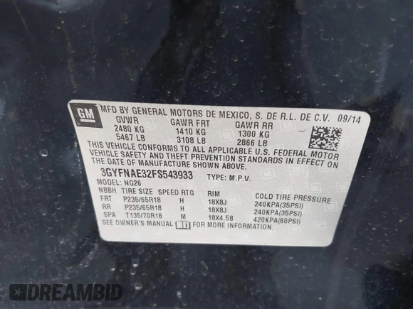 2015 Cadillac SRX z VIN 3GYFNAE32FS543933, wystawiony jako IAAI lot #41578338 z przebiegiem 150 937 mil mil oraz . Historia ofert i sprzedaży dostępna na DreamBid. Obrazek 9.
