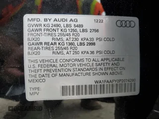 2023 Audi Q5 S line Prestige with VIN WA1FAAFY0P2074280, listed as a Copart auction lot 51370845 with 16,504 mi miles and Clean Title. Bid and sale history available at carsss.com. Image 13.