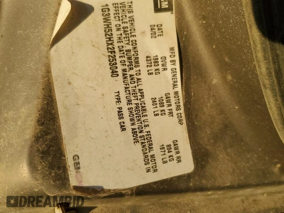 2002 Oldsmobile Intrigue GX z VIN 1G3WH52HX2F253040, wystawiony jako Copart lot #85429974 z przebiegiem 252 469 mil mil oraz Szkoda całkowita • Salvage title. Historia ofert i sprzedaży dostępna na DreamBid. Obrazek 12.