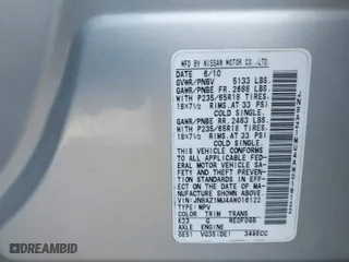 2010 Nissan Murano S with VIN JN8AZ1MU4AW016122, listed as a IAAI auction lot 41812322 with 113,585 mi miles. Bid and sale history available at carsss.com. Image 9.