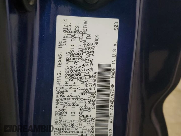 2014 Toyota Tacoma with VIN 5TFUU4EN3EX094570, listed as a Copart auction lot 49399185 with 85,472 mi miles and Salvage Title. Bid and sale history available at DreamBid. Image 12.