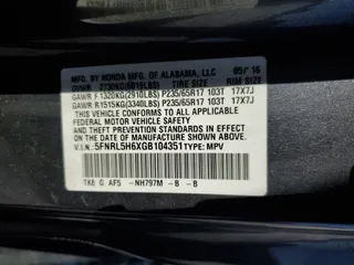 2016 Honda Odyssey EX-L with VIN 5FNRL5H6XGB104351, listed as a Copart auction lot 52507935 with 154,718 mi miles and Salvage Title. Bid and sale history available at DreamBid. Image 15.