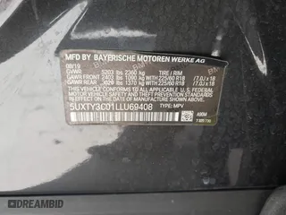 2020 BMW X3 sDrive30i with VIN 5UXTY3C01LLU69408, listed as a IAAI auction lot 41698144 with 67,705 mi miles. Bid and sale history available at carsss.com. Image 9.