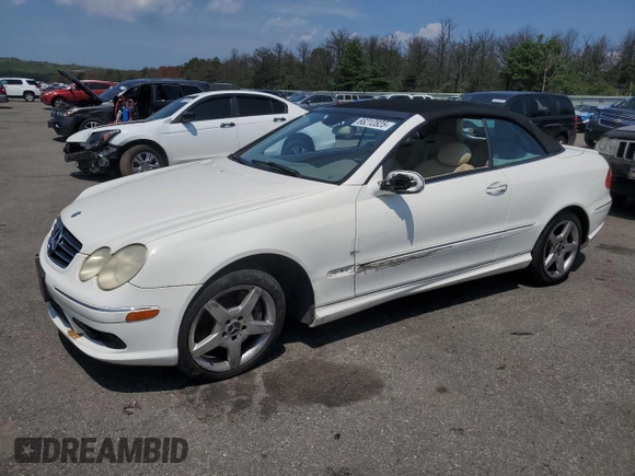 2005 Mercedes-Benz CLK 500 with VIN WDBTK75G35T037649, listed as a Copart auction lot 66212825 with 107,716 mi miles and Salvage title. Bid and sale history available at DreamBid. Image 1.