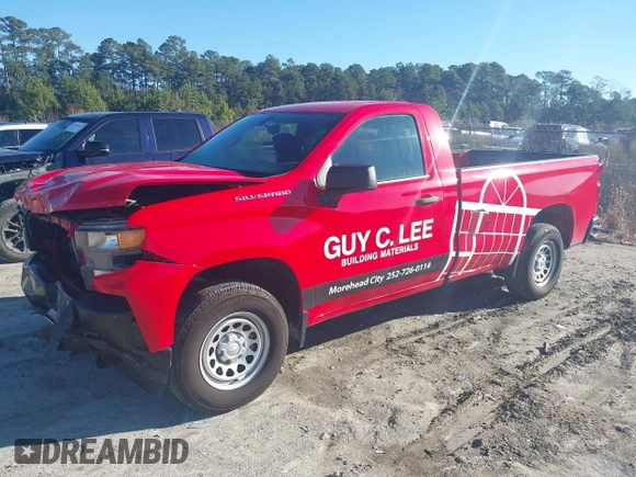 2020 Chevrolet Silverado 1500 Work Truck with VIN 3GCNWAEH3LG345516, listed as a IAAI auction lot 41593718 with 76,297 mi miles. Bid and sale history available at carsss.com. Image 2.