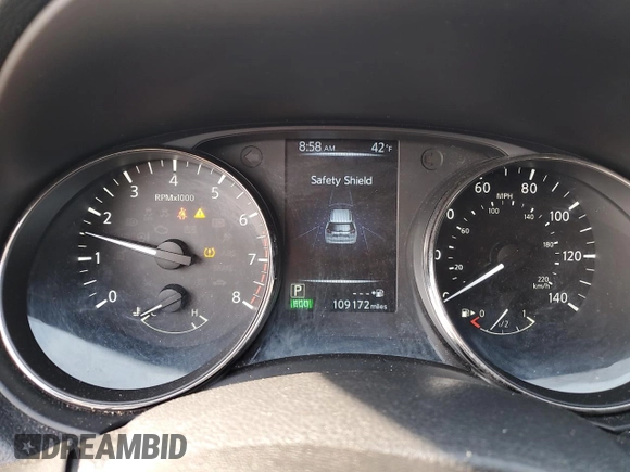 2017 Nissan Rogue SV with VIN KNMAT2MV8HP582557, listed as a Copart auction lot 47607375 with 109,172 mi miles and Salvage title. Bid and sale history available at DreamBid. Image 9.