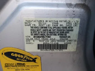 2011 Nissan Sentra SL with VIN 3N1AB6AP8BL717851, listed as a Copart auction lot 85944014 with 180,906 mi miles and Salvage Title. Bid and sale history available at DreamBid. Image 14.